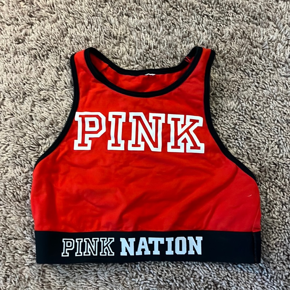 Pink Victoria Secret red halter bra size XS